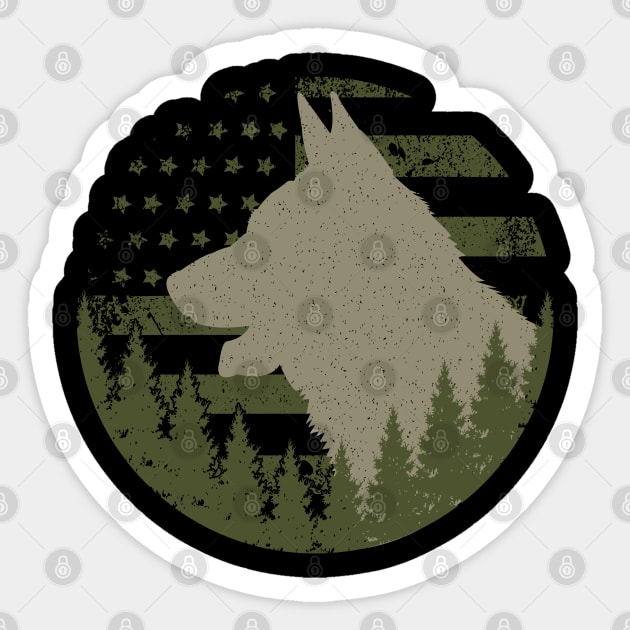 German Shepherd American Flag Sticker by Tesszero